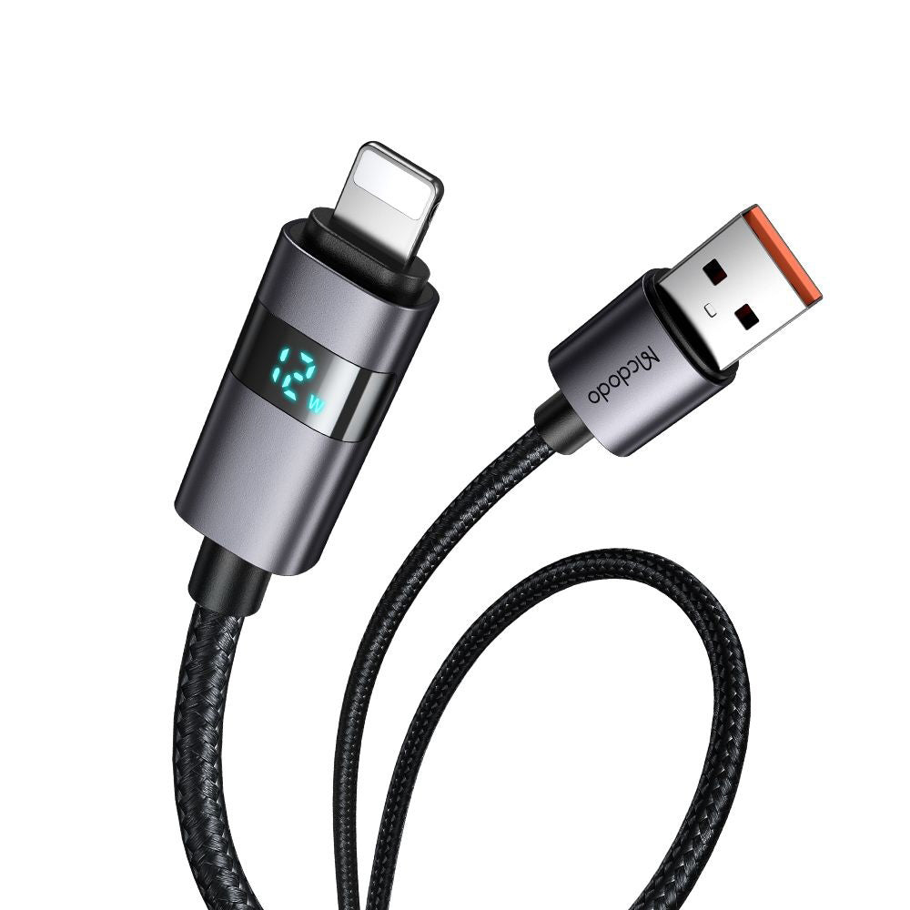Podatkovni in polnilni kabel USB-A - Lightning McDodo CA-6490 Display, 18W, 1.2m, črn