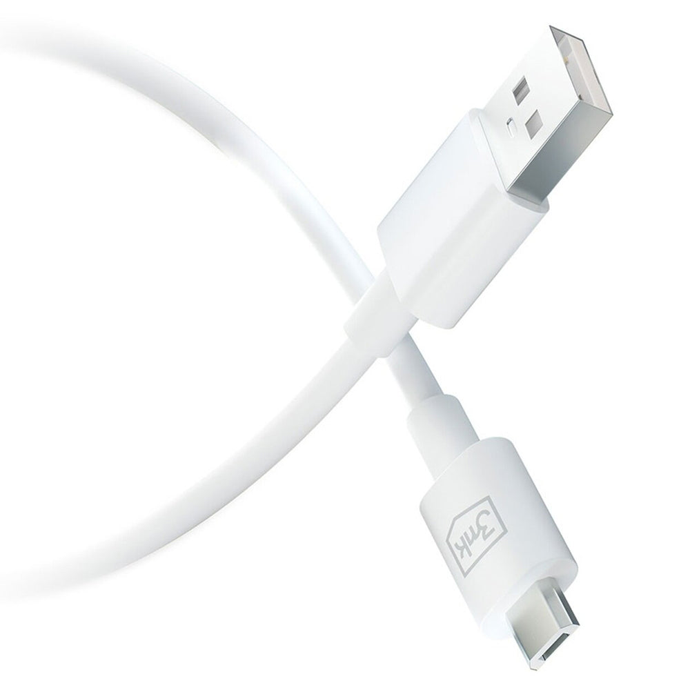 Podatkovni in polnilni kabel USB-A - microUSB 3MK Hyper, 18W, 1.2m, Bel