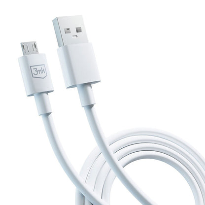 Podatkovni in polnilni kabel USB-A - microUSB 3MK Hyper, 18W, 1.2m, Bel