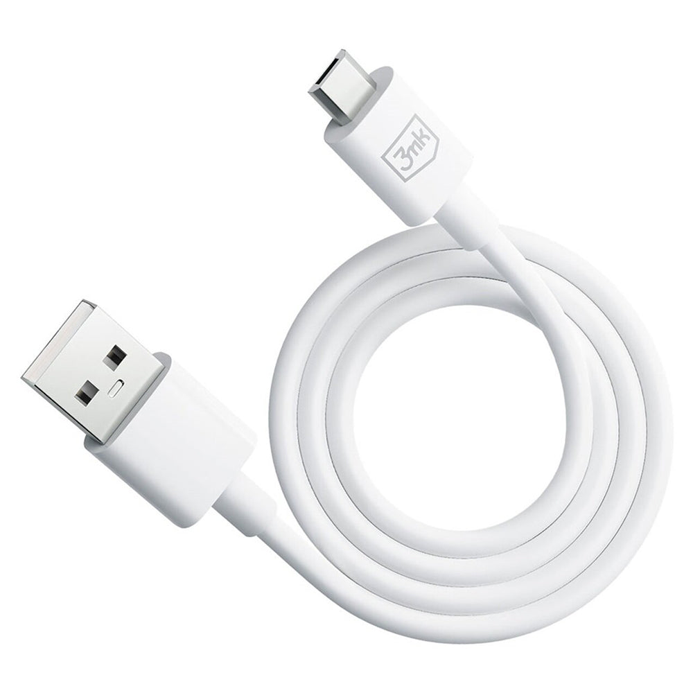 Podatkovni in polnilni kabel USB-A - microUSB 3MK Hyper, 18W, 1.2m, Bel