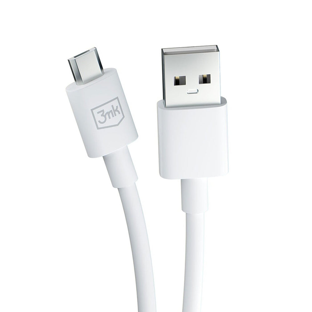 Podatkovni in polnilni kabel USB-A - microUSB 3MK Hyper, 18W, 1.2m, Bel