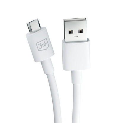 Podatkovni in polnilni kabel USB-A - microUSB 3MK Hyper, 18W, 1.2m, Bel