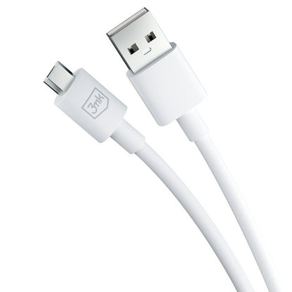 Podatkovni in polnilni kabel USB-A - microUSB 3MK Hyper, 18W, 1.2m, Bel