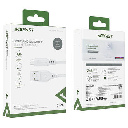 Kabel za podatke in polnjenje USB-A - microUSB Acefast C3-09, 18W, 1.2m, Bel