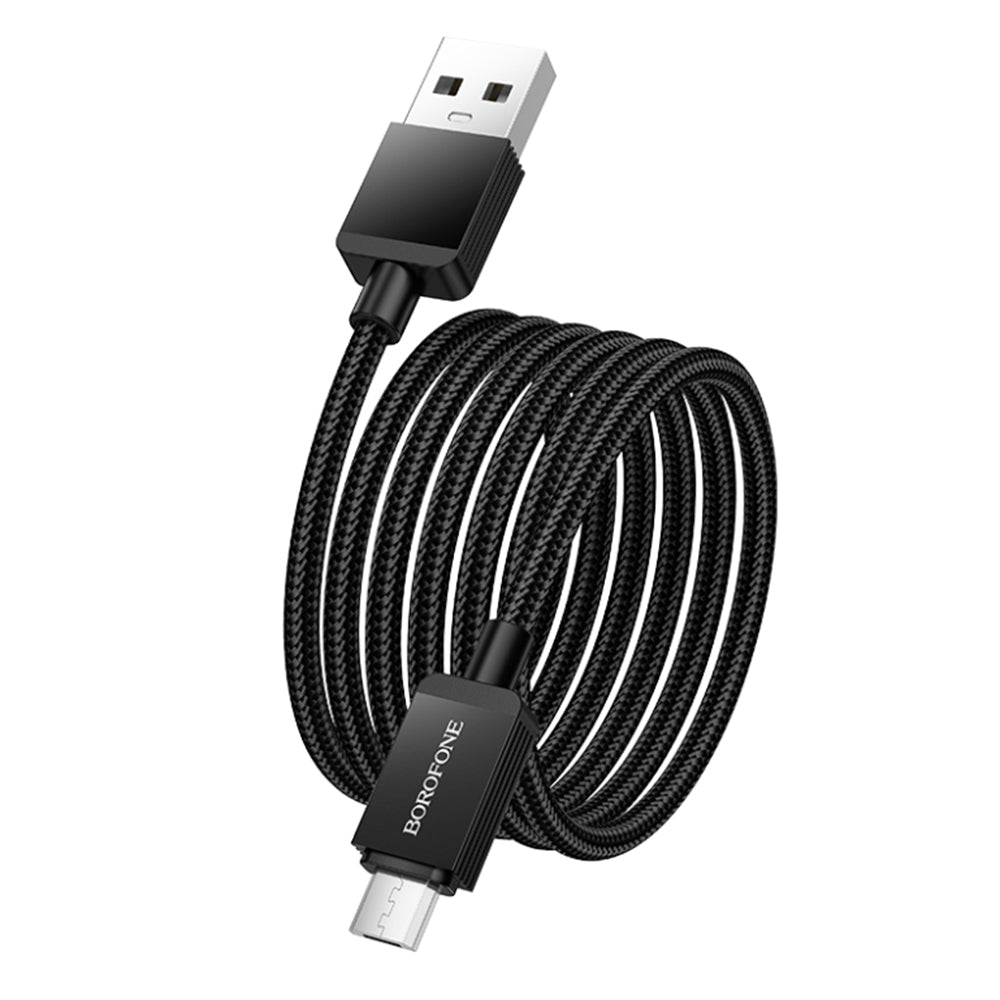 Podatkovni in polnilni kabel USB-A - microUSB Borofone BX120 Placer, 18W, 1m, črn