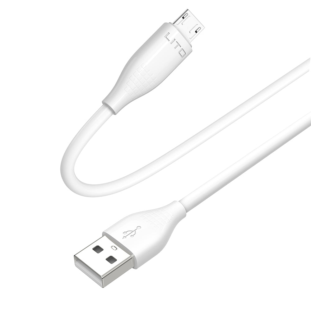 Podatkovni in polnilni kabel USB-A - microUSB Lito LD03V, 18W, 1m, Bel