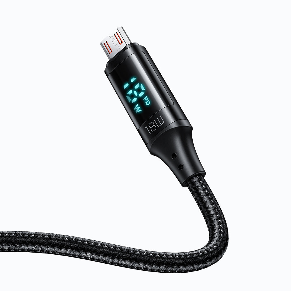 Kabel za podatke in polnjenje USB-A - microUSB McDodo CA-1070 Display, 18W, 1.2m, črn