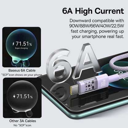 Kabel za podatke in polnjenje USB-A - USB-C Baseus Gem, 100W, 1m, Vijolična P10373002511-00