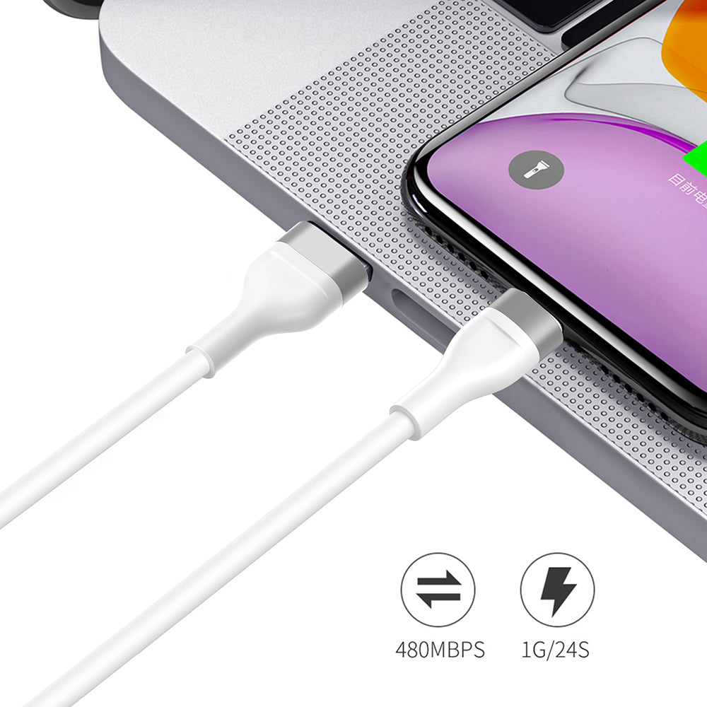 Podatkovni in polnilni kabel USB-A - USB-C Lito LD02C, 18W, 1.2m, Bel
