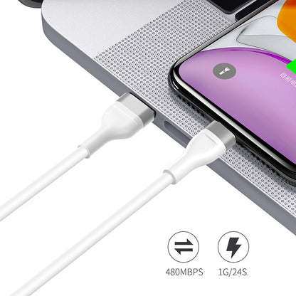 Podatkovni in polnilni kabel USB-A - USB-C Lito LD02C, 18W, 1.2m, Bel