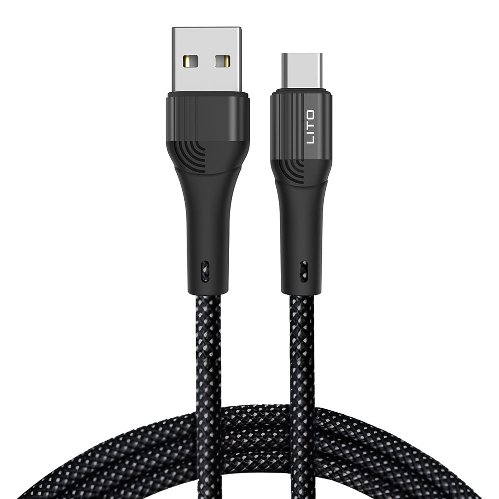 Podatkovni in polnilni kabel USB-A - USB-C Lito LD14, 60W, 1m, črn