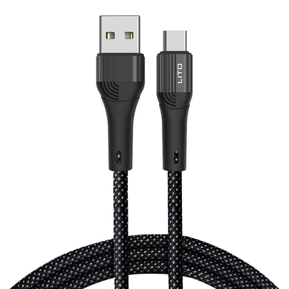 Podatkovni in polnilni kabel USB-A - USB-C Lito LD14, 60W, 1m, črn