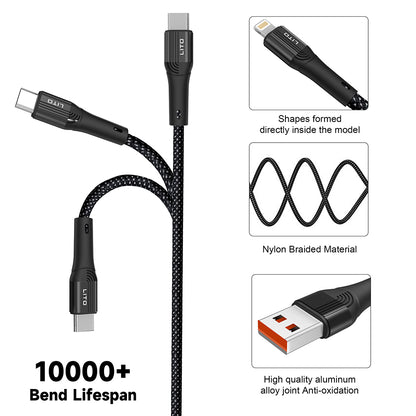 Podatkovni in polnilni kabel USB-A - USB-C Lito LD14, 60W, 1m, črn