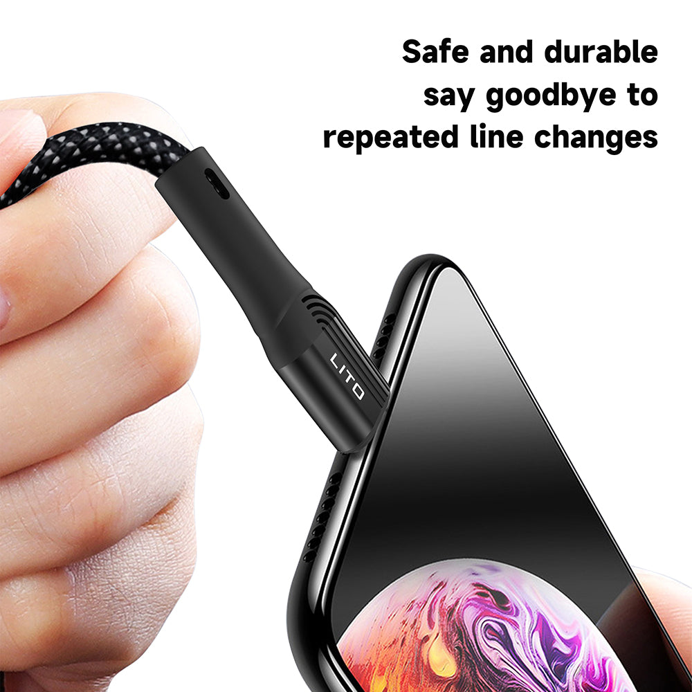 Podatkovni in polnilni kabel USB-A - USB-C Lito LD14, 60W, 1m, črn