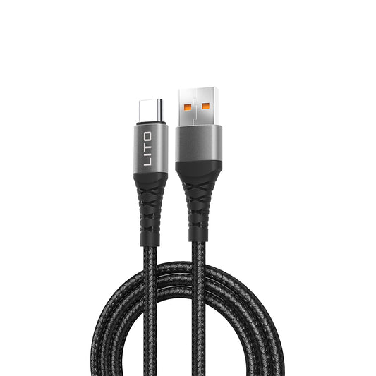 Podatkovni in polnilni kabel USB-A - USB-C Lito LD22T, 18W, 2m, črn