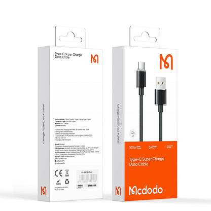 Kabel za podatke in polnjenje USB-A - USB-C McDodo CA-3650, 100W, 1.2m, črn
