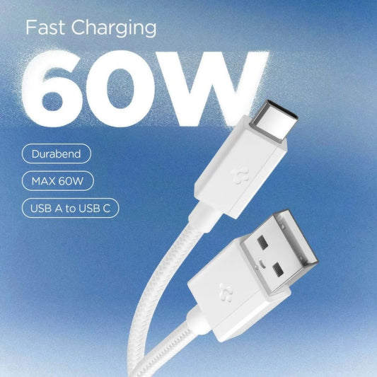 Podatkovni in polnilni kabel USB-A - USB-C Spigen EB6015AC, 60W, 1,5 m, bel ACA10413
