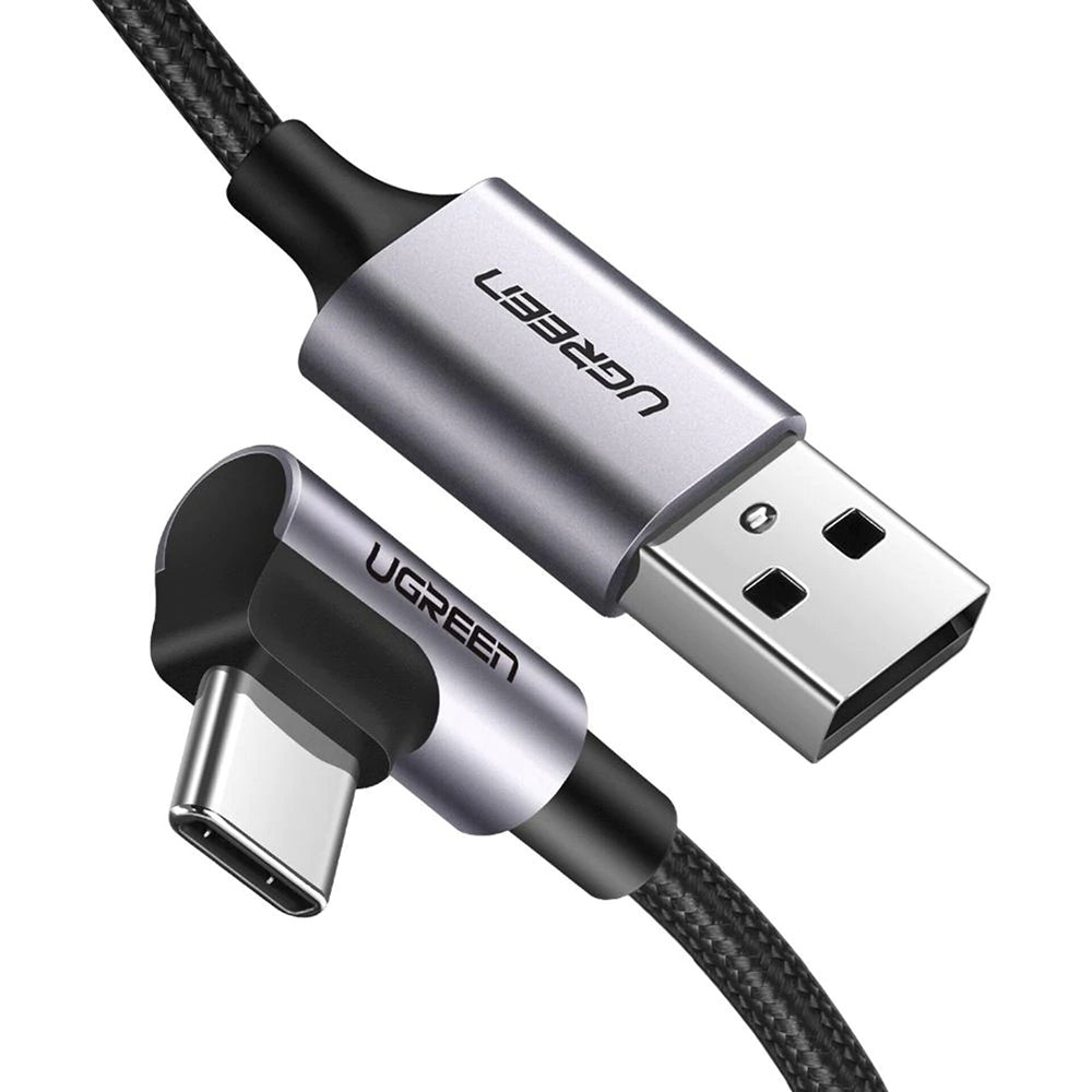 Kabel za podatke in polnjenje USB-A - USB-C UGREEN US284 Angled, 18W, 0.5m, Siv