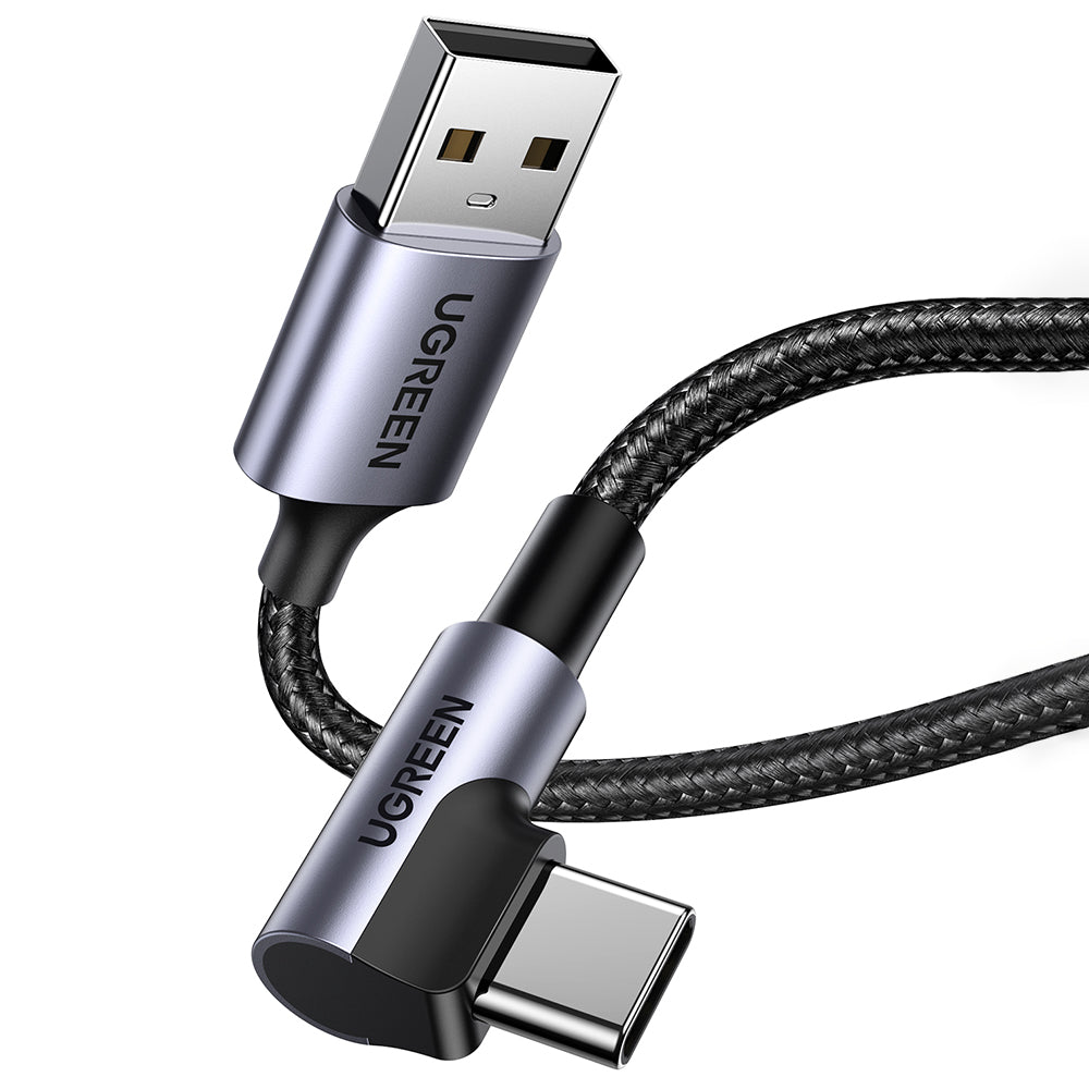 Kabel za podatke in polnjenje USB-A - USB-C UGREEN US284 Angled, 18W, 0.5m, Siv