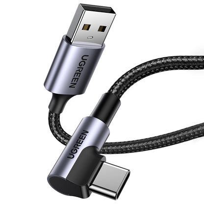 Kabel za podatke in polnjenje USB-A - USB-C UGREEN US284 Angled, 18W, 0.5m, Siv