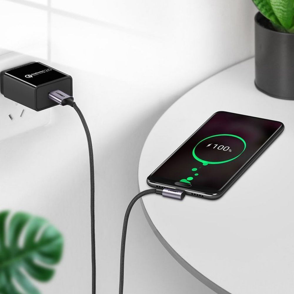 Kabel za podatke in polnjenje USB-A - USB-C UGREEN US284 Angled, 18W, 0.5m, Siv