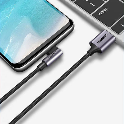 Kabel za podatke in polnjenje USB-A - USB-C UGREEN US284 Angled, 18W, 0.5m, Siv