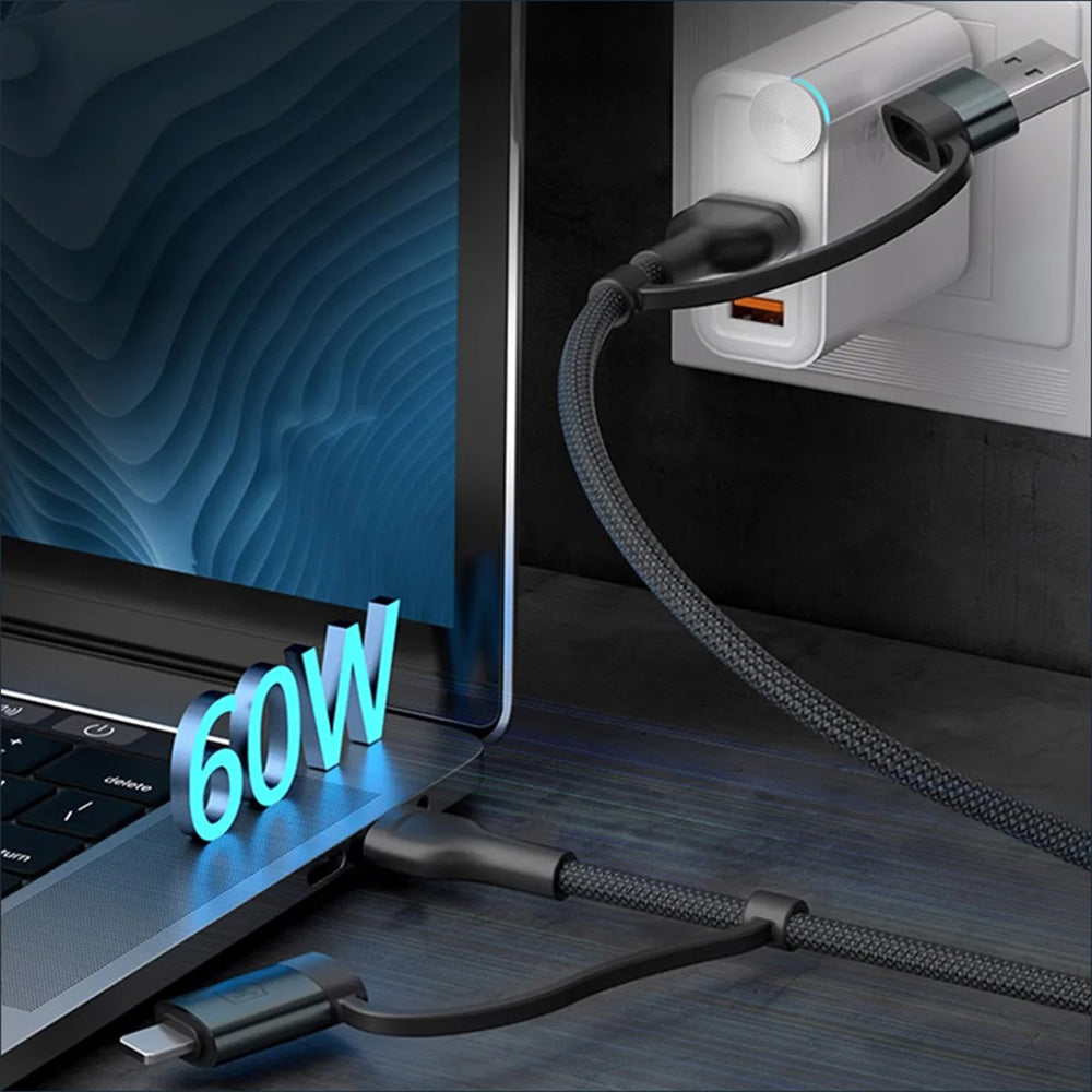 Kabel za prenos podatkov in polnjenje USB-A / USB-C - USB-C / Lightning 3MK Hyper N, 60W, 1.2m, črn