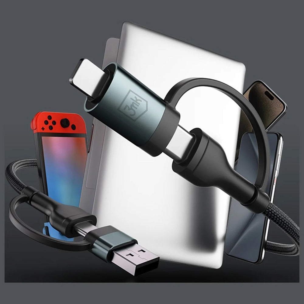 Kabel za prenos podatkov in polnjenje USB-A / USB-C - USB-C / Lightning 3MK Hyper N, 60W, 1.2m, črn