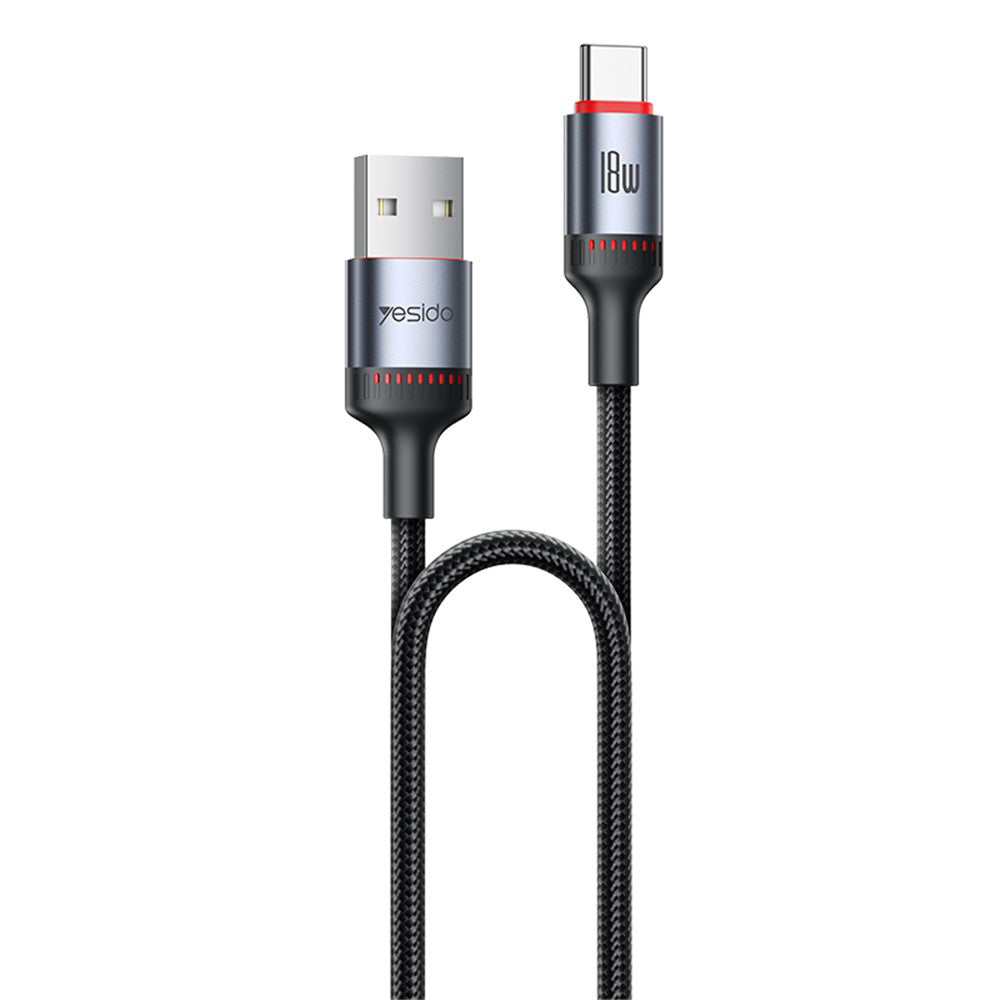 Kabel za podatke in polnjenje USB-A - USB-C Yesido CA129C, 18W, 1.2m, črn
