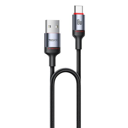 Kabel za podatke in polnjenje USB-A - USB-C Yesido CA129C, 18W, 1.2m, črn