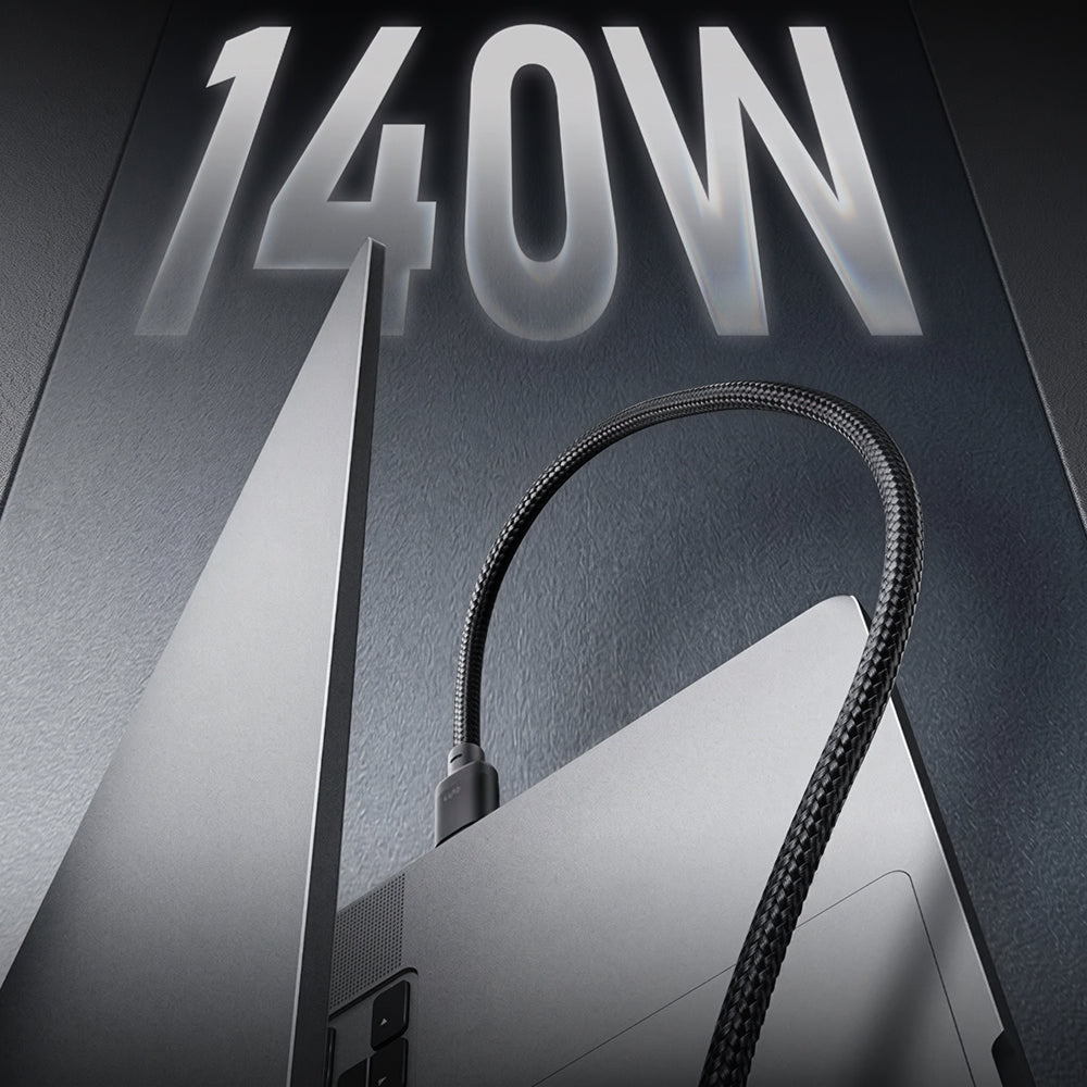 USB-C podatkovni in polnilni kabel - 2 x USB-C Cuktech C2C615, 140W, 1,5 m, črn CKC2C615GLBK