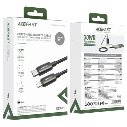 Kabel za podatke in polnjenje USB-C - Lightning Acefast C23-01, 30W, 1.2m, črn