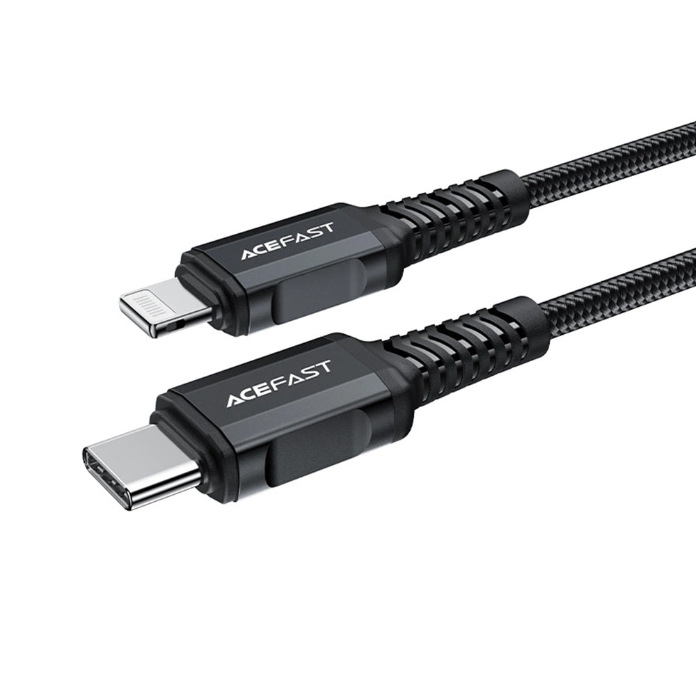 Podatkovni in polnilni kabel USB-C - Lightning Acefast C4-01, 30W, 1.8m, črn
