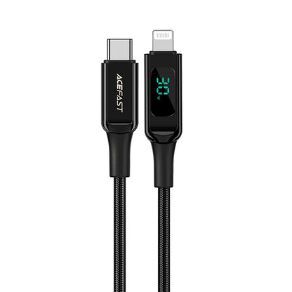 USB-C to Lightning Data and Charging Cable Acefast C6-01 Display, 20W, 1.2m, Black
