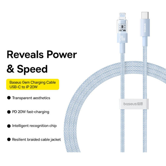 Kabel za podatke in polnjenje USB-C - Lightning Baseus Gem, 20W, 1m, modra P10373001311-00