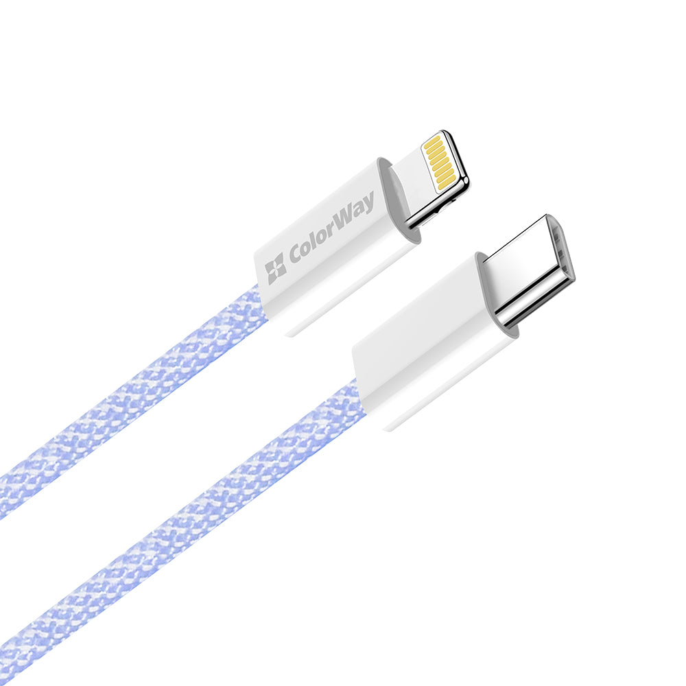 Podatkovni in polnilni kabel USB-C - Lightning ColorWay CW-CBPDCL061, 27W, 1m, Vijolična