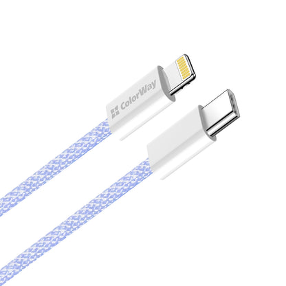 Podatkovni in polnilni kabel USB-C - Lightning ColorWay CW-CBPDCL061, 27W, 1m, Vijolična