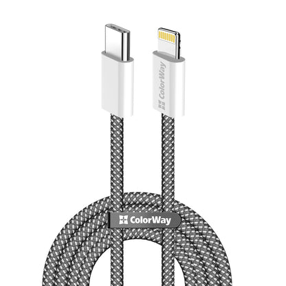 Kabel za podatke in polnjenje USB-C - Lightning ColorWay CW-CBPDCL061, 27W, 1m, črn