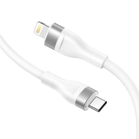Podatkovni in polnilni kabel USB-C - Lightning Lito LD02CL, 30W, 1.2m, Bel