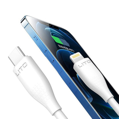 Kabel za podatke in polnjenje USB-C - Lightning Lito LD03, 27W, 1m, Bel