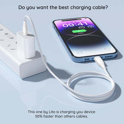 Kabel za podatke in polnjenje USB-C - Lightning Lito LD03, 27W, 1m, Bel
