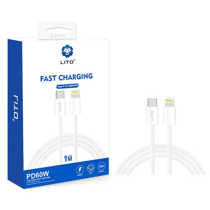 Kabel za podatke in polnjenje USB-C - Lightning Lito LD04CL, 27W, 1m, Bel