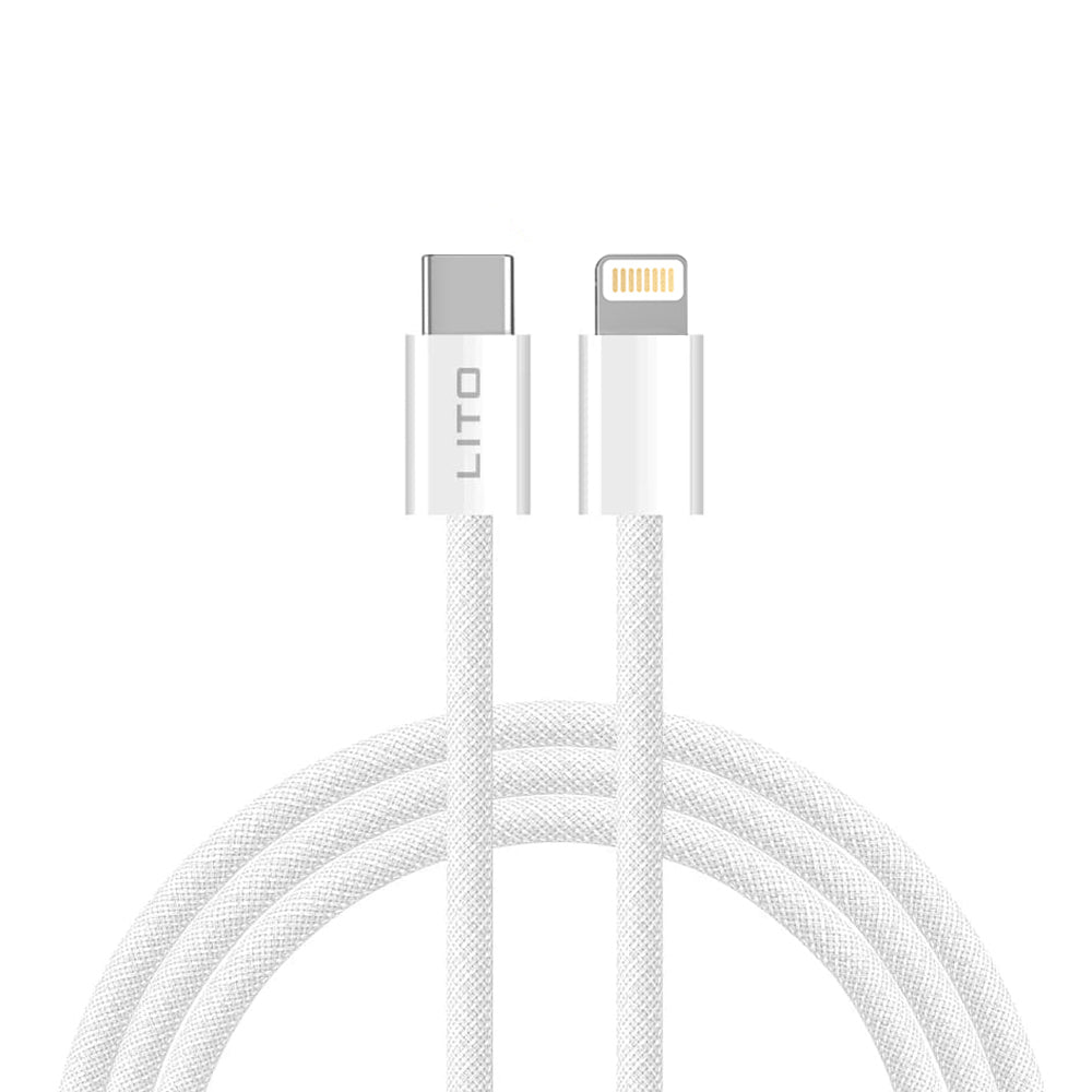 Podatkovni in polnilni kabel USB-C - Lightning Lito LD04CL, 27W, 2m, Bel