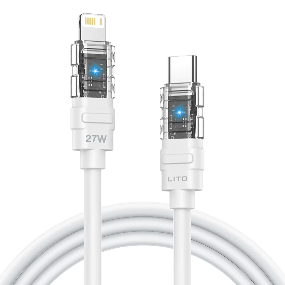 Kabel za podatke in polnjenje USB-C - Lightning Lito LD05, 27W, 1m, Bel