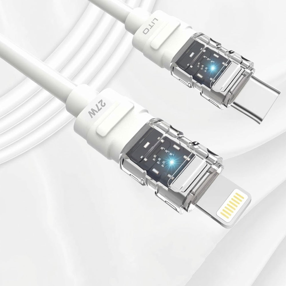 Kabel za podatke in polnjenje USB-C - Lightning Lito LD05, 27W, 1m, Bel