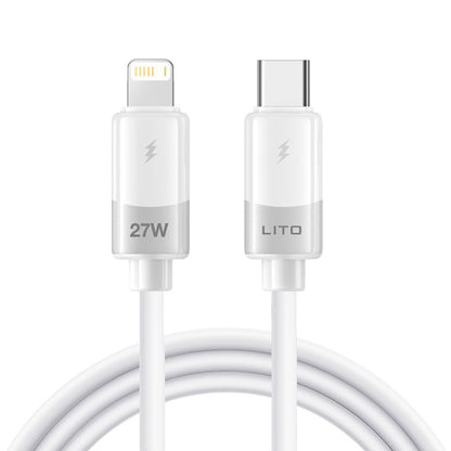 Podatkovni in polnilni kabel USB-C - Lightning Lito LD07, 27W, 1m, Bel
