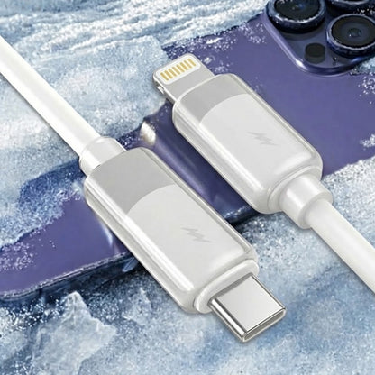 Podatkovni in polnilni kabel USB-C - Lightning Lito LD07, 27W, 1m, Bel