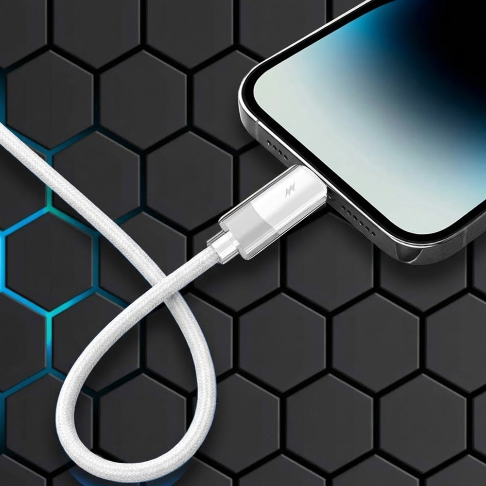 Podatkovni in polnilni kabel USB-C - Lightning Lito LD07, 27W, 1m, Bel