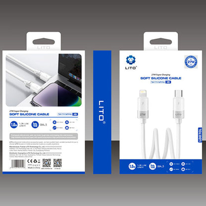 Podatkovni in polnilni kabel USB-C - Lightning Lito LD07, 27W, 1m, Bel