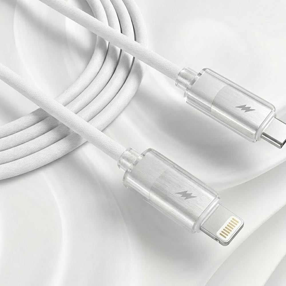 Podatkovni in polnilni kabel USB-C - Lightning Lito LD07, 27W, 1m, Bel